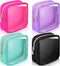 Hushee 4 Pcs Clear Nylon Makeup Bag Set, Preppy PVC Travel Toiletry Bags for Women, Waterproof Storage Organizer