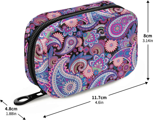 Naanle 7 4.6 3.14 1.88 Inch, Traditional Paisley Flowers Pill Box Day Case Travel Organizer Bag with Zipper Floral