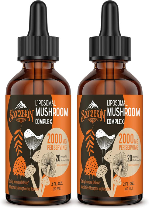 Liposomal Mushroom Complex Drops 2000 MG, 20 Organic Mushroom Extracts for Immunity and Memory