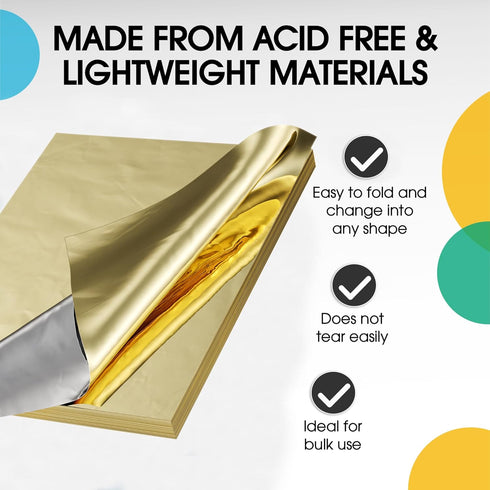 Crown Display Metallic Gold Foil Sheets For Gift Wrapping 100 Sheets I 15 In X 20 In I Gold Foil Sheets For Crafts I Plastic Wrap For Presents I Gift Bag Filler I Gift Basket Wrap I Gold Foil Wrap