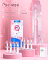 Rotating Electric Toothbrush for Adults with 8 Brush Heads, Deep Clean Rechargeable with 4 Modes, Pink