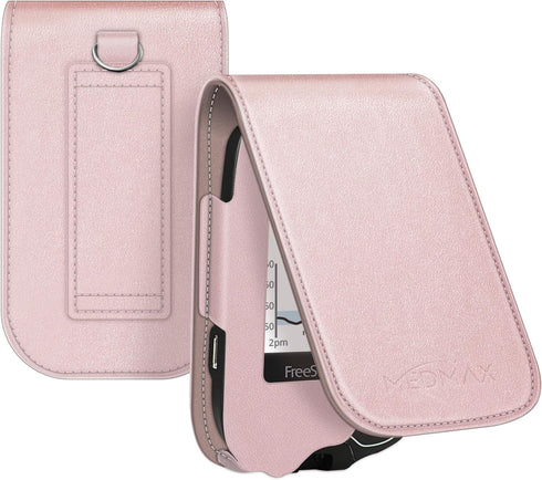 PU Leather Protective Case, Lightweight Shockproof Carrying Case for Freestyle Libre 3 2 / Libre Reader (Rose Gold)