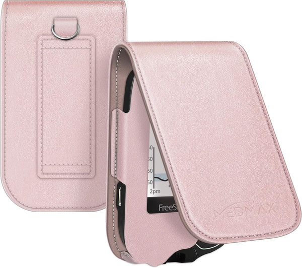 PU Leather Protective Case, Lightweight Shockproof Carrying Case for Freestyle Libre 3 2 / Libre Reader (Rose Gold)
