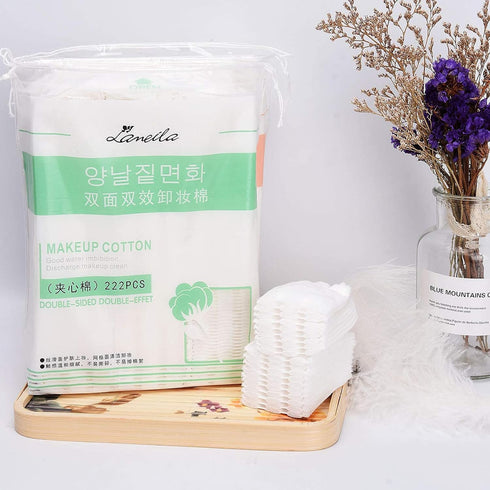 Noverlife 444PCS Makeup Cotton Pads, Natural Premium Square Cotton Puff for Gentle Makeup Removal