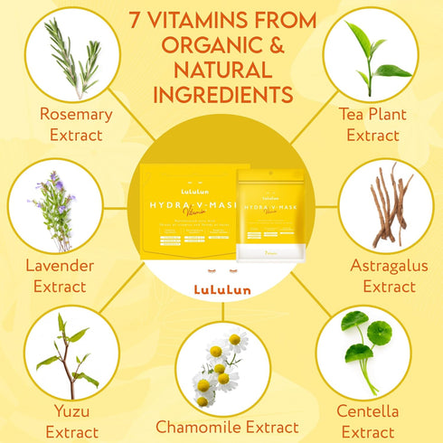 Lululun Hydra V Vitamin-Packed Facial Sheet Mask, 28 Sheets, Hydrating Face Mask with Vitamin C & E