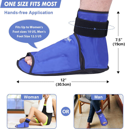 Hilph Large Foot Ice Pack Wrap - Reusable Full Coverage Ankle Heels Ice Cold Pack for Feet Injuries, Foot Pain Relief,