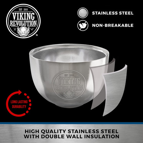 Viking Revolution Stainless Steel Shaving Soap Bowl, Unbreakable Shaving Mug for Cream & Soap