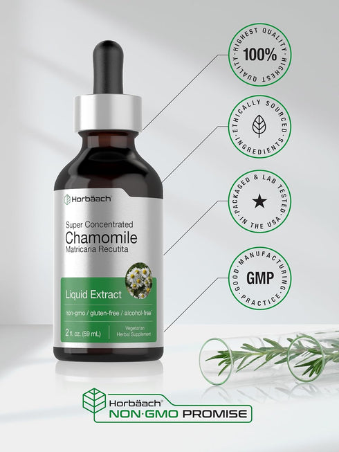 Horbaeach Chamomile Extract Liquid, 2 fl oz Alcohol Free Vegetarian Supplement