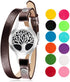 Wild Essentials 12 Tree of Life Essential Oil Bracelet Diffuser, Leather Wrap Band, Stainless Steel Locket Pendant