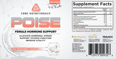 Core Nutritionals Poise Female Hormone, Thyroid, and Stress Support, 112 Capsules