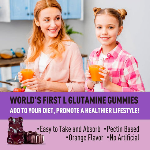 L Glutamine 1000mg Gummies - Muscle Relief & Immune Support, Vegan & Non-GMO, Gluten Free (60 Count)