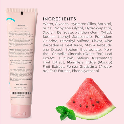 Boka Fluoride Free Toothpaste, Nano Hydroxyapatite, Sensitive Teeth Whitening, Watermelon Mint Flavor, 4oz 1Pk