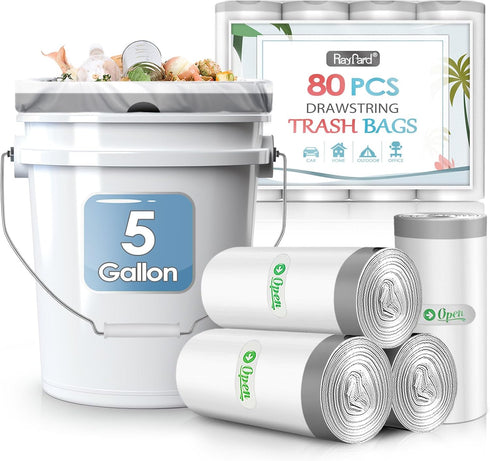 RayPard 5 Gallon Strong Trash Bags, 120 Counts, Small Plastic Bags for Home Office Kitchen, Clear