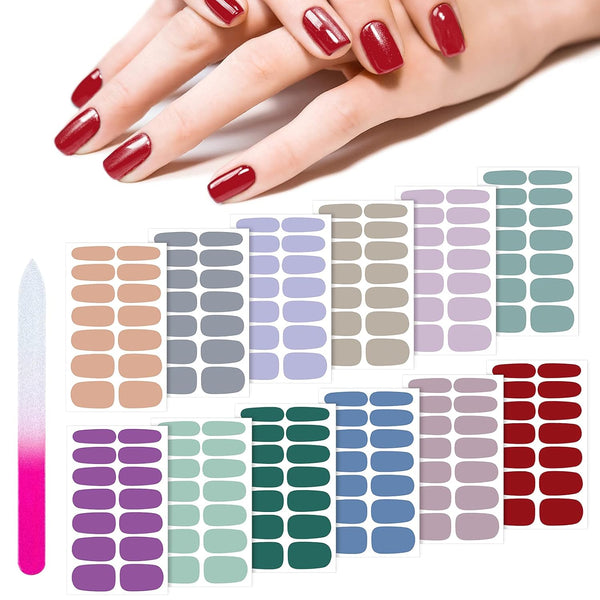 Maitys 168 Pcs Nail Stickers, 12 Sheets Full Wrap Polish Strips, Glitter Self Adhesive DIY Gel Nail Strips for Holiday