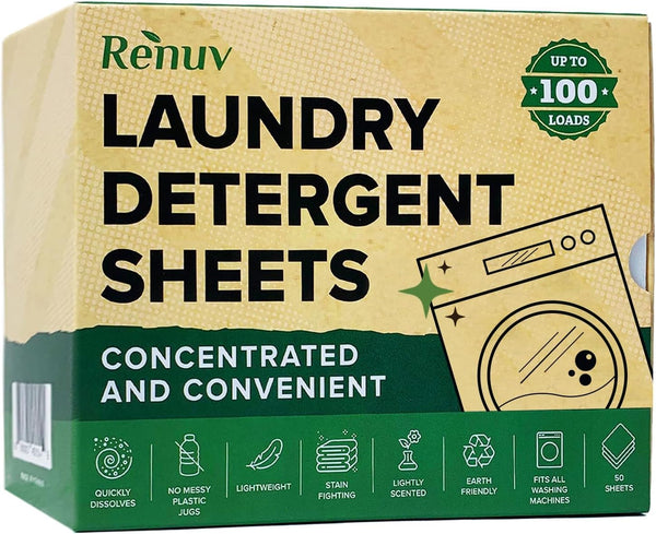 Laundry Detergent Sheets - 50 Sheets, Eco Friendly, Sustainable, Biodegradable, Liquidless (up to 100 Loads)