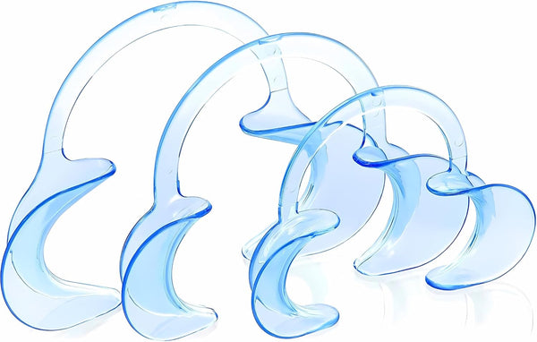 Niveus Dental Cheek Retractor, C-Shape Mouth Opener for Teeth Whitening, Autoclavable, Clear Blue, Pack of 3