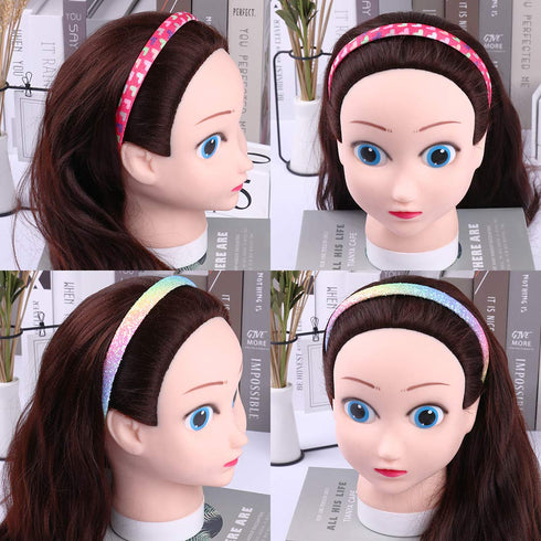 Rainbow Headbands, 8 Pcs Sweet Hairbands for Girls, Sequin Printed Heart Mermaid Kids Hair Pieces