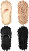 2 Pairs Microfiber Cleaning Mop Slippers for Floor Cleaning, Washable Unisex Dusting Slippers (Black, Beige, Medium)