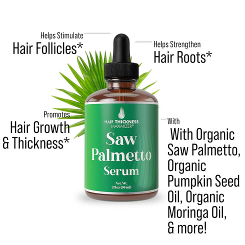Saw Palmetto Serum for Hair Growth - With Rosemary, Peppermint, Pumpkin Seed Oils, 2oz Vegan Scalp Treatment