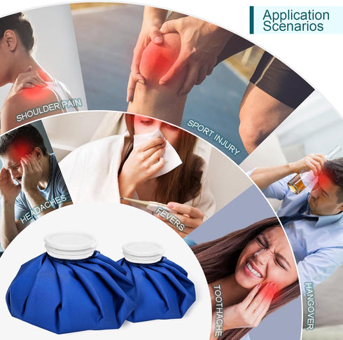 Upgrade Ice Pack 2 PCS Reusable, 11in & 9in Hot Water Bags for Injuries, Soothe Pain, Easy to Carry, Traditional Style