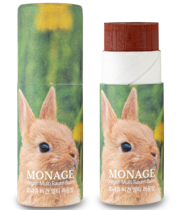 MONAGE Korea Vegan Tinted Lip Balm, 0.38 Ounce Natural Red Lip Care & Moisturizer for Dry, Cracked Lips & Cheek