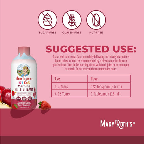 Immune 30-180 15.22 oz MARYRUTH'S Liquid Morning Multivitamin for Kids | Kids Multivitamin | Support Supplement |