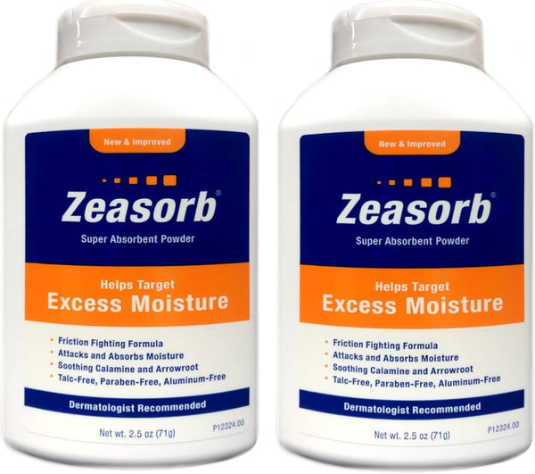 Zeasorb Prevention Super Absorbent Powder, Foot Care, 2.5-Ounce Bottles, Pack of 2
