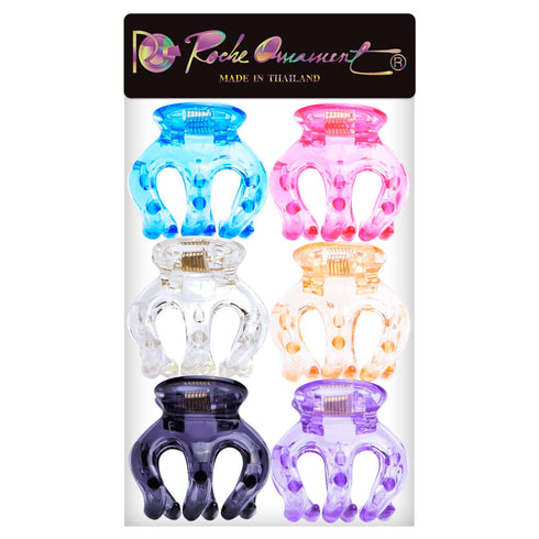 RC ROCHE ORNAMENT 6 Pcs Womens Pumpkin Hair Claw Clips, Large Transparent Multicolor, No Slip Grip, Durable Beauty