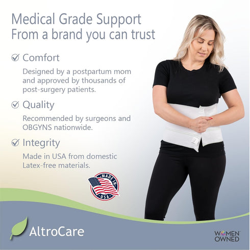 Postpartum & Post Surgery Abdominal Binder, 3-Panel Belly Band for Recovery, Size 2XL (60" to 75"), Made in USA