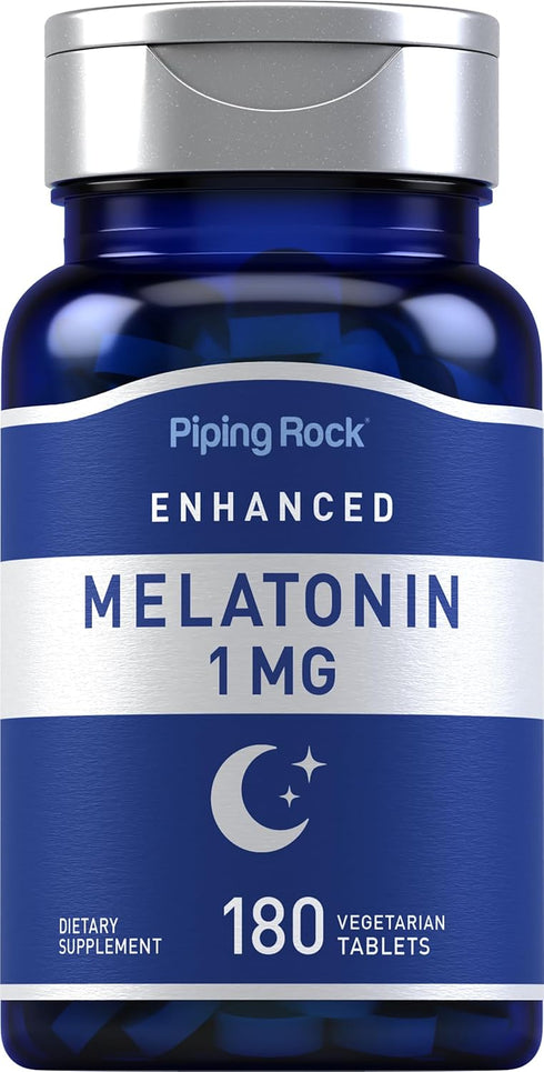 Piping Rock Melatonin 1 mg | 180 Vegetarian Tablets, Gluten Free, Non-GMO