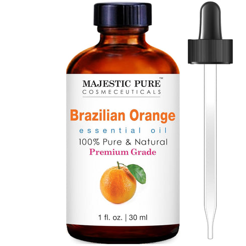 MAJESTIC PURE 100% Pure Brazilian Orange Essential Oil, Premium Grade for Hair Care, Skin, and Aromatherapy