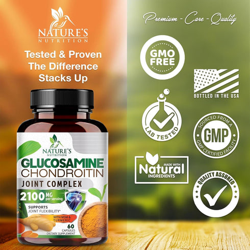 Glucosamine Chondroitin MSM Complex, 60 Capsules, Joint Support Supplement with Turmeric & Boswellia