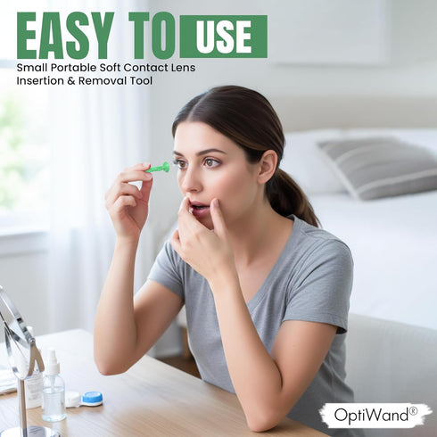 Pincher 1.75" OptiWand Green Soft Contact Lens Removal & Insertion Tool - Silicone Rubber Soft Lens Applicator