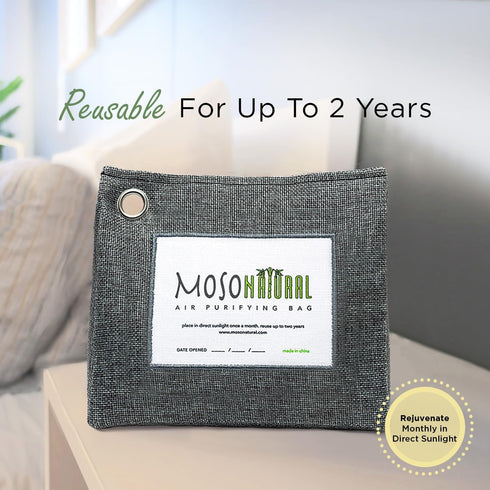 Moso Natural Air Purifying Bag, Large 600g (21oz), Bamboo Charcoal Odor Absorber, Luxury Stand Up Design