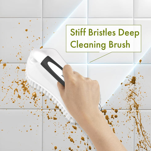 Amazer Scrub Brush for Cleaning, Heavy Duty Shower Cleaner Brush with Stiff Bristles, Comfort Grip Handle - Pack of 2