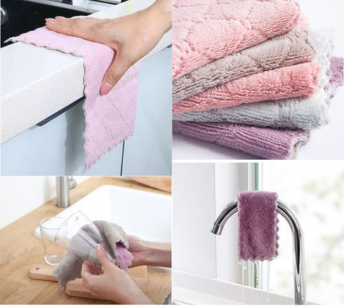 SAOYOAS 10 Pack Kitchen Cloth, Microfiber Dish Towels Washcloths, Super Absorbent Coral Velvet Dishtowels, Premium