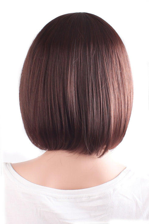 MapofBeauty 30 cm/12 Inch Fashion Short Synthetic Fiber Straight Bob Wig, Dark Brown