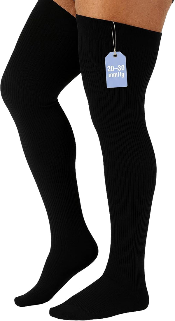 RX MMHG COMPRESSION SOCKS Mens 2030 mmHg Graduated Compression Thigh High Medical Support Stockings for Circulation,