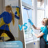 Window Squeegee - 56'' Long Handle Cleaner Tool, 2-in-1 Window Scrubber for Home, Car Windshield, Shower Door
