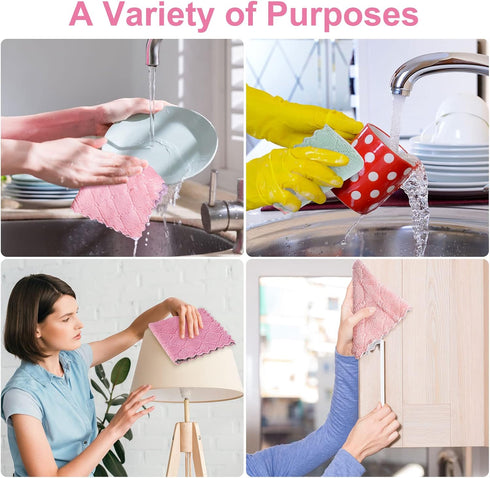 20 Packs Kitchen Cloth Dish Towels, Nonstick Oil Fast Drying Washcloths, Highly Absorbent Cleaning Clothes