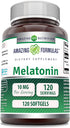 Amazing Nutrition Melatonin Supplement | 10 Mg, 120 Softgels, Non-GMO, Gluten Free