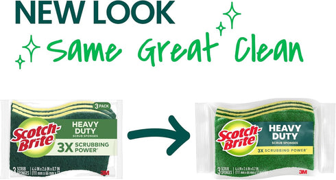 Scotch-Brite Heavy Duty Scrub Sponge, 24 Kitchen Sponges for Tough Messes, Lasts 3X Longer*