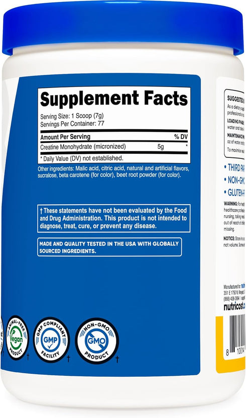 Nutricost Creatine Monohydrate Powder, Pineapple Mango, 500 Gram, Vegan, Non-GMO