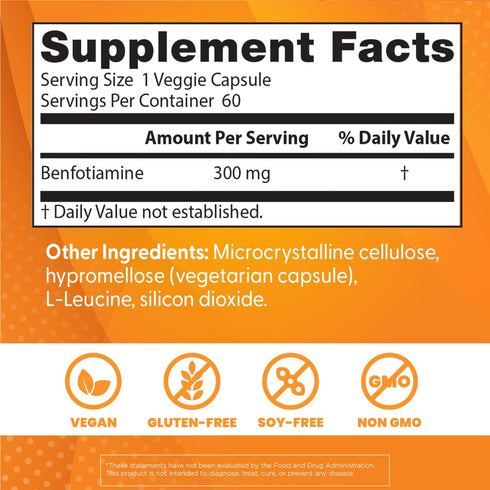 Doctor's Best Benfotiamine 300 with BenfoPure, 60 Veggie Caps