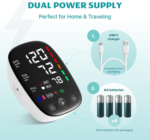 Upper Arm Blood Pressure Monitor with Wide Range Cuff that fits Standard to Large Adult Arms, Large LED Display