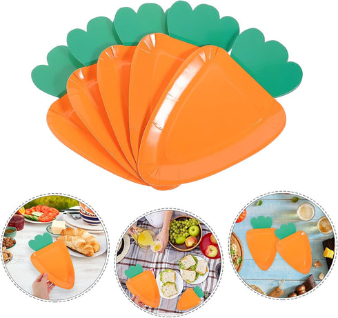 SWETRACE 24pcs Carrot Shaped Disposable Paper Plates Multi-function Household Dinner Plates for Party Gathering