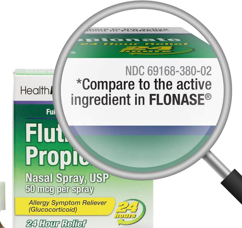 HealthA2Z 50mcg, 24-Hour 240 (2 Pack, 120 Allergy Relief, Fluticasone Propionate Nasal Spray, Allergy Relief, Dye Free