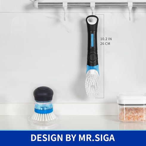 MR.SIGA Soap Dispensing Dish Brush, Kitchen Cleaning Brush, Black