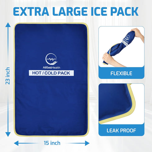 Extra Large Reusable Gel Ice Pack for Injuries - 23"x15", Flexible Cold Pack for Back Pain Relief, Post Surgery Recovery