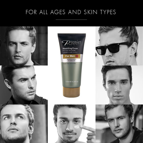 Premier Dead Sea Nourishing Cream for Men - Light Face Moisturizer, Anti-Aging, Daily Use for Younger Looking Skin, 4.2